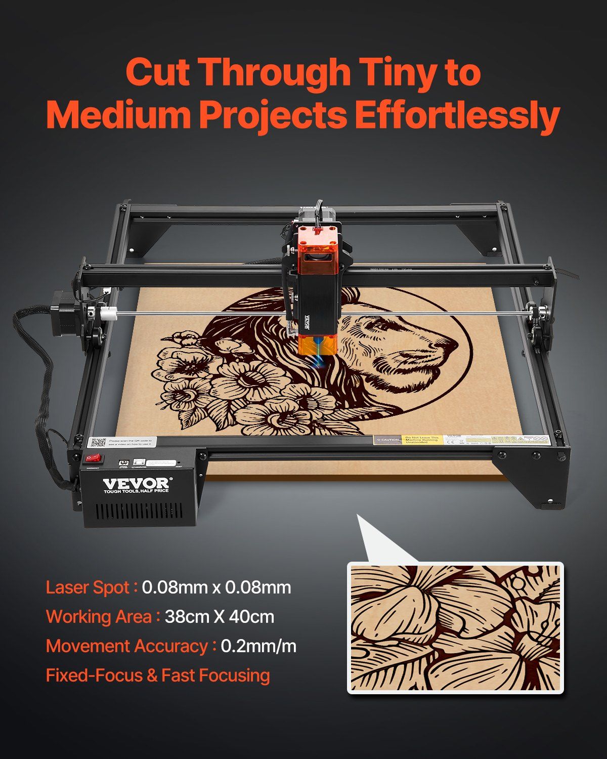 Laser Engraver, 10W Output, Laser Engraving Cutter Machine, 14.9 x 15.7 in/38 x 40 cm Working Area, 10000 V952-KZXSEJGJGDKJCXIQZV3