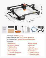 Laser Engraver, 10W Output, Laser Engraving Cutter Machine, 14.9 x 15.7 in/38 x 40 cm Working Area, 10000 V952-KZXSEJGJGDKJCXIQZV3