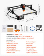 Laser Engraver, 5W Output, Laser Engraving Cutter Machine, 14.9 x 15.7 in/38 x 40 cm Working Area, 10000 V952-KZXSEJGJGDKJPY42PV3
