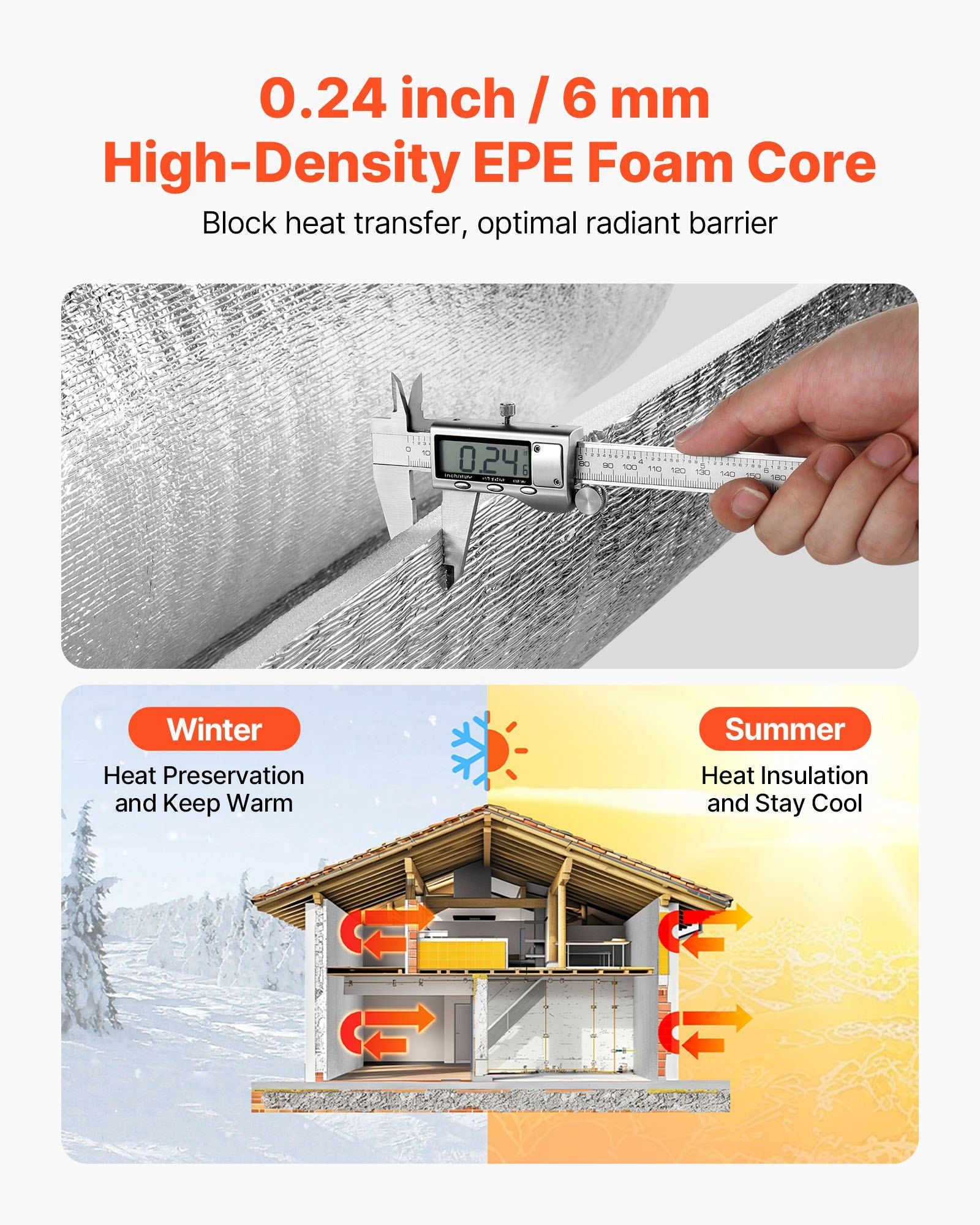 Reflective Insulation Roll, 2 Car Garage Door Thermal Insulation Kit, 6mm 5.49 m x 0.61 m, 4 Rolls Aluminum V952-LBEPEPMXRFSFW9VT6001V0