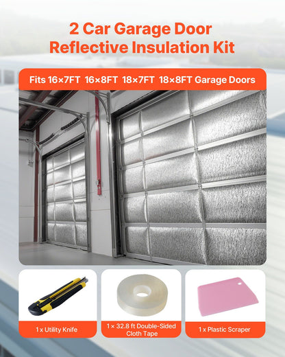 Reflective Insulation Roll, 2 Car Garage Door Thermal Insulation Kit, 6mm 5.49 m x 0.61 m, 4 Rolls Aluminum V952-LBEPEPMXRFSFW9VT6001V0