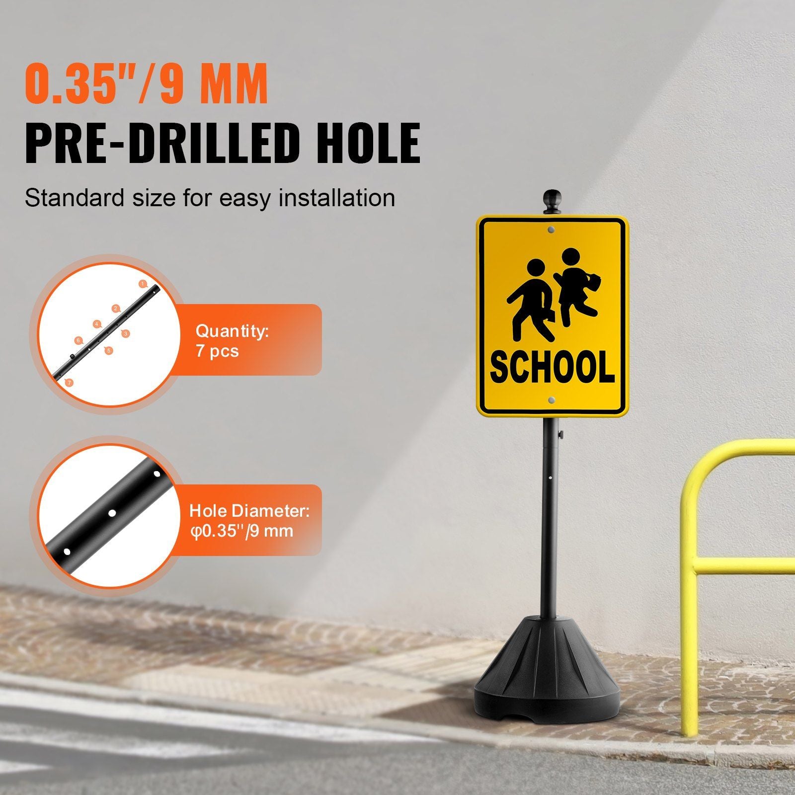 Portable Sign Post, 5 ft Cast Iron Sign Post Holder with Hard Plastic Base & Wheels, Movable Parking Sign V952-LBGBXSBZGZTYS7TE8V0
