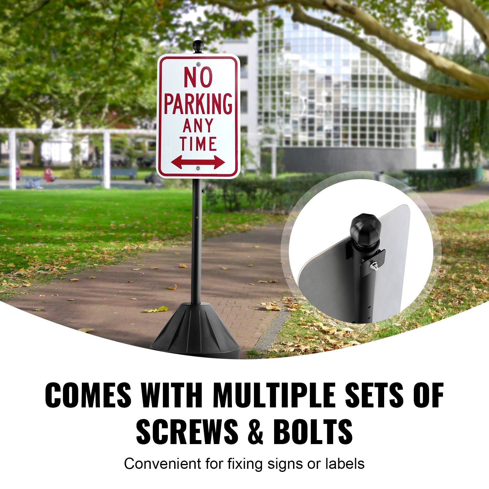 Portable Sign Post, 5 ft Cast Iron Sign Post Holder with Hard Plastic Base & Wheels, Movable Parking Sign V952-LBGBXSBZGZTYS7TE8V0