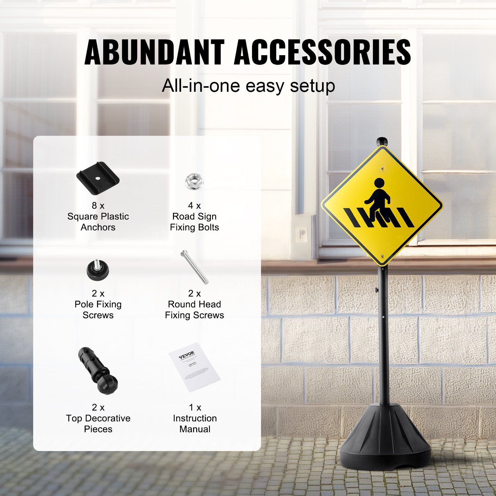 Portable Sign Post, 5 ft Cast Iron Sign Post Holder with Hard Plastic Base & Wheels, Movable Parking Sign V952-LBGBXSBZGZTYS7TE8V0