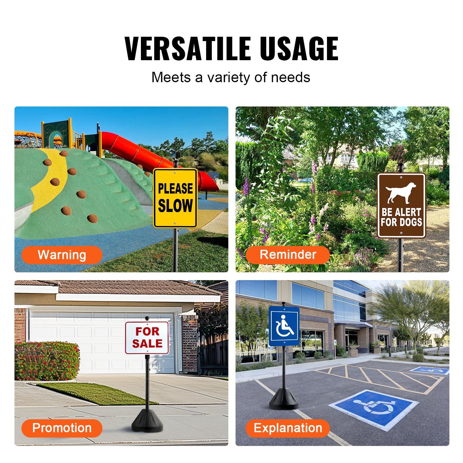 Portable Sign Post, 5 ft Cast Iron Sign Post Holder with Hard Plastic Base & Wheels, Movable Parking Sign V952-LBGBXSBZGZTYS7TE8V0