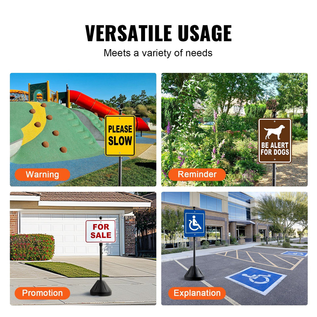 Portable Sign Post, 5 ft Cast Iron Sign Post Holder with Hard Plastic Base & Wheels, Movable Parking Sign V952-LBGBXSBZGZTYS7TE8V0