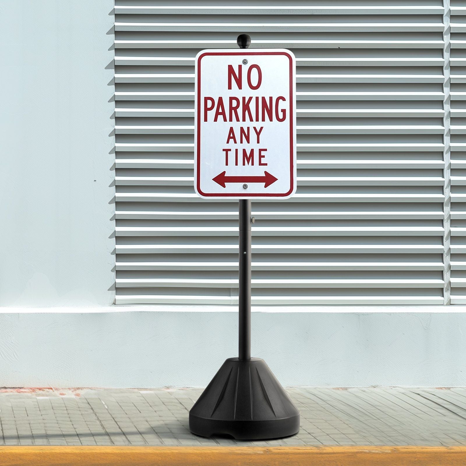 Portable Sign Post, 5 ft Cast Iron Sign Post Holder with Hard Plastic Base & Wheels, Movable Parking Sign V952-LBGBXSBZGZTYS7TE8V0
