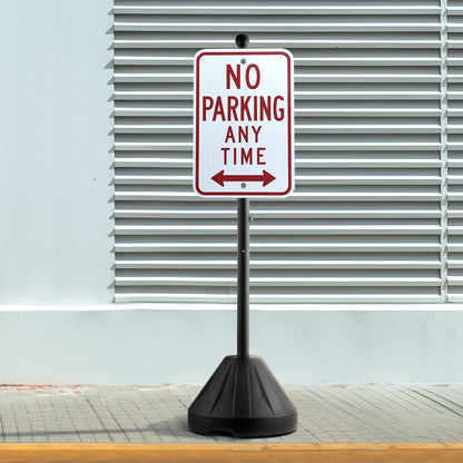 Portable Sign Post, 5 ft Cast Iron Sign Post Holder with Hard Plastic Base & Wheels, Movable Parking Sign V952-LBGBXSBZGZTYS7TE8V0