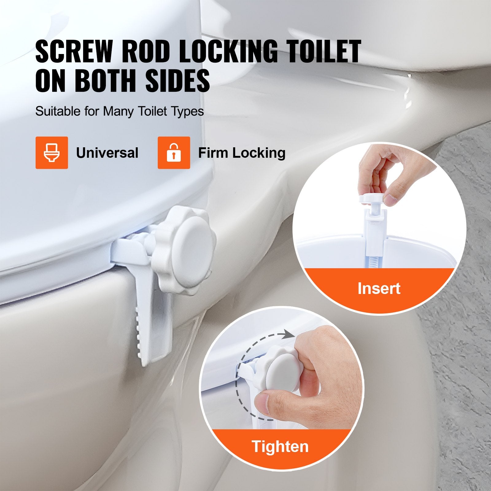 Raised Toilet Seat, 100 mm Height Raised, 136 kg Weight Capacity, Universal Toilet Seat Riser, Screw Rod V952-LBSDSJGMTZDW0KLIAV0