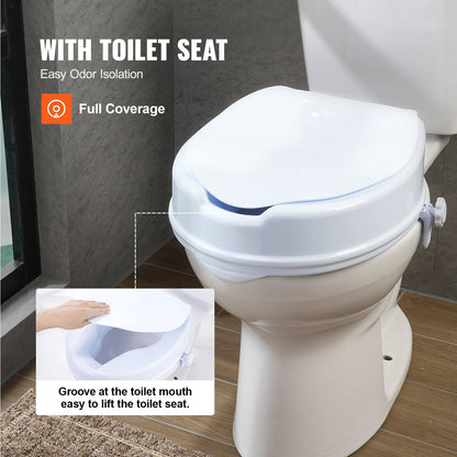 Raised Toilet Seat, 100 mm Height Raised, 136 kg Weight Capacity, Universal Toilet Seat Riser, Screw Rod V952-LBSDSJGMTZDW0KLIAV0
