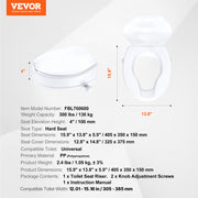 Raised Toilet Seat, 100 mm Height Raised, 136 kg Weight Capacity, Universal Toilet Seat Riser, Screw Rod V952-LBSDSJGMTZDW0KLIAV0
