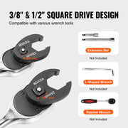 Crowfoot Wrench Set, 1/2" and 3/8" Drive 15-Piece Crows Foot Wrench Set with PP Storage Case, Metric 8-24 mm, V952-LBXBSTZ123815GPQWV0