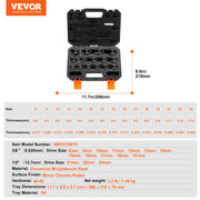 Crowfoot Wrench Set, 1/2" and 3/8" Drive 15-Piece Crows Foot Wrench Set with PP Storage Case, Metric 8-24 mm, V952-LBXBSTZ123815GPQWV0