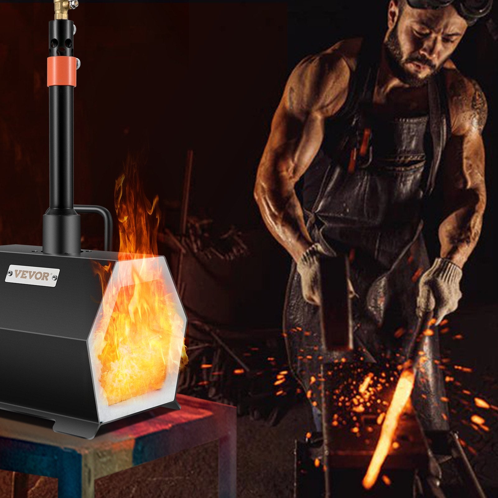 Propane Forge Portable, Single Burner Tool and Knife Making, Large Capacity Blacksmith Farrier Forges, Mini V952-LBXDZLGMAXB1038DKV0