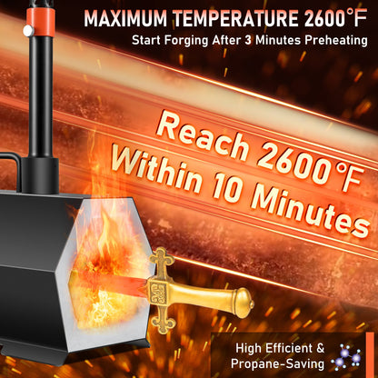 Propane Forge Portable, Double Burner Tool and Knife Making, Large Capacity Blacksmith Farrier Forges, Mini V952-LBXDZLGMAXB20T4ZRV0