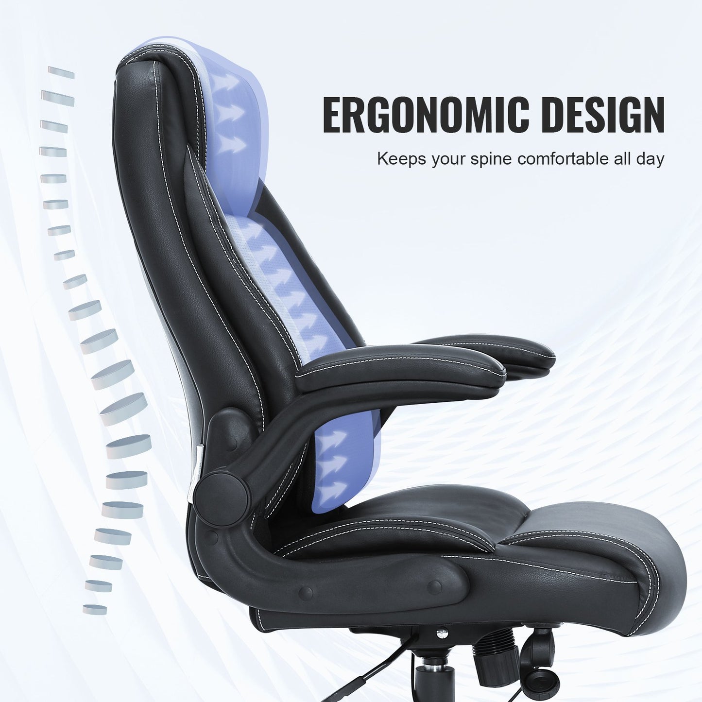 Executive Office Chair with Cutting-edge Adjustable Lumbar Support, High Back PU Leather Office Chair V952-LBYCGKPGKDJYA4GY1V0