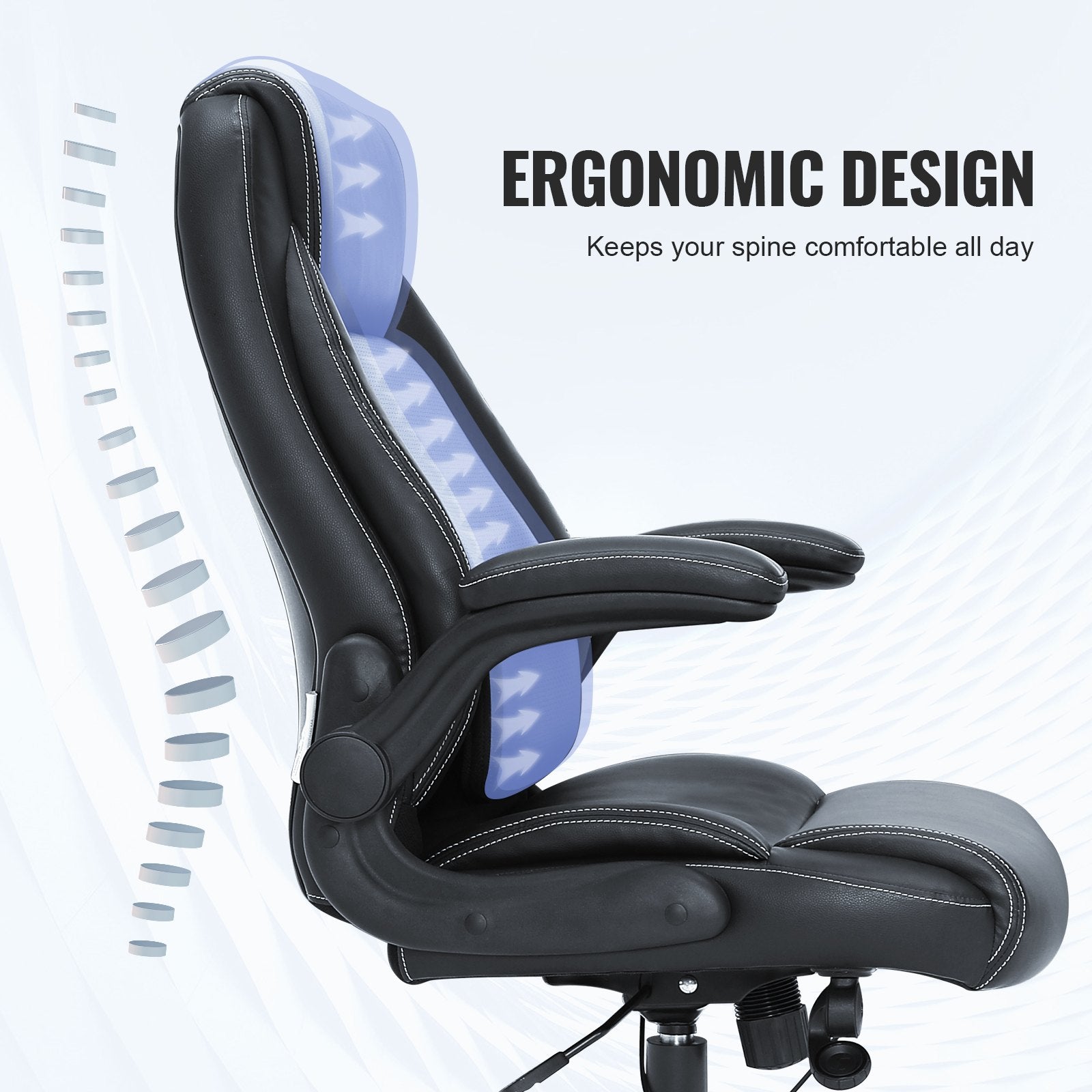 Executive Office Chair with Cutting-edge Adjustable Lumbar Support, High Back PU Leather Office Chair V952-LBYCGKPGKDJYA4GY1V0