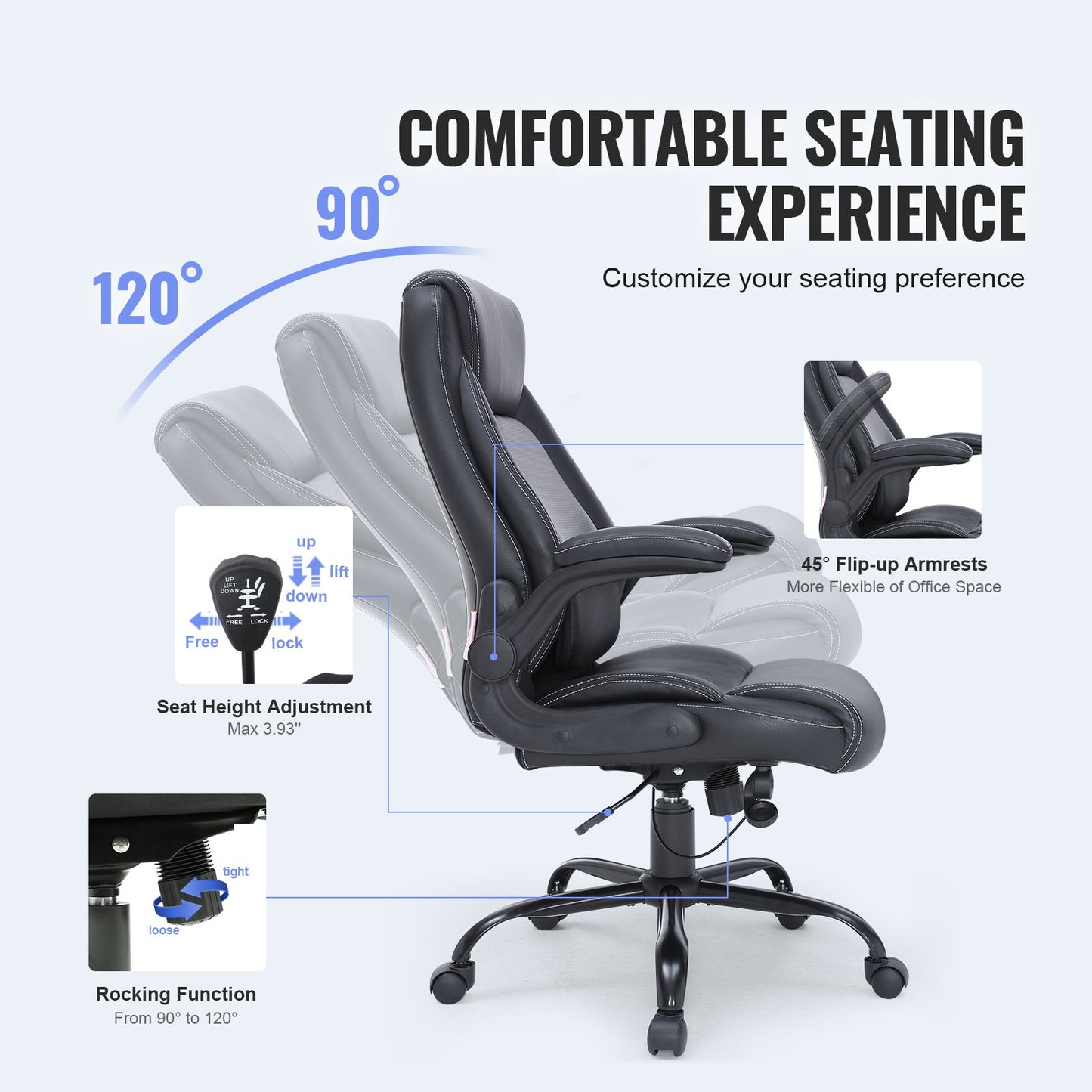 Executive Office Chair with Cutting-edge Adjustable Lumbar Support, High Back PU Leather Office Chair V952-LBYCGKPGKDJYA4GY1V0