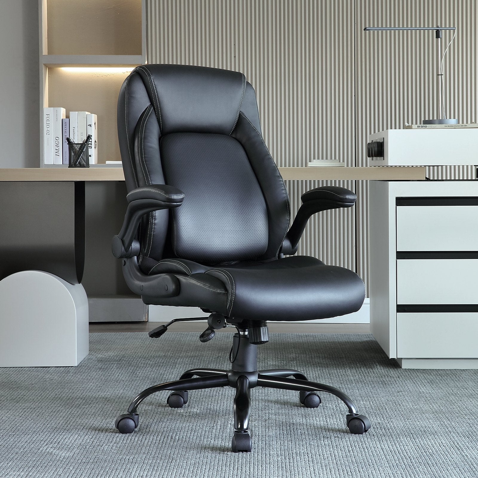 Executive Office Chair with Cutting-edge Adjustable Lumbar Support, High Back PU Leather Office Chair V952-LBYCGKPGKDJYA4GY1V0