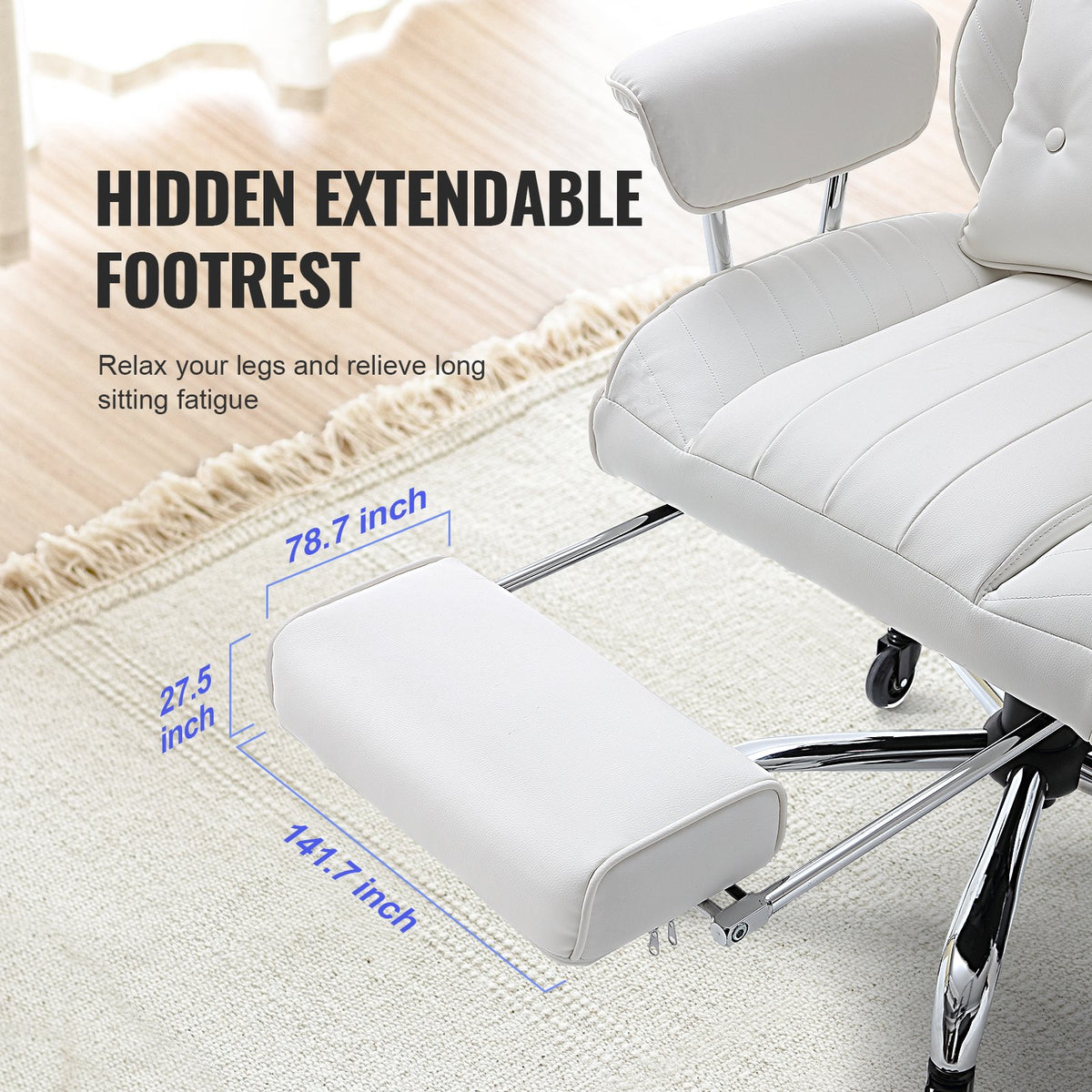 Reclining Office Chair with Footrest, Heavy Duty PU Leather Wide Office Chair, Big and Tall Executive Office V952-LBYZXKPGDJT0U1Z5NV0