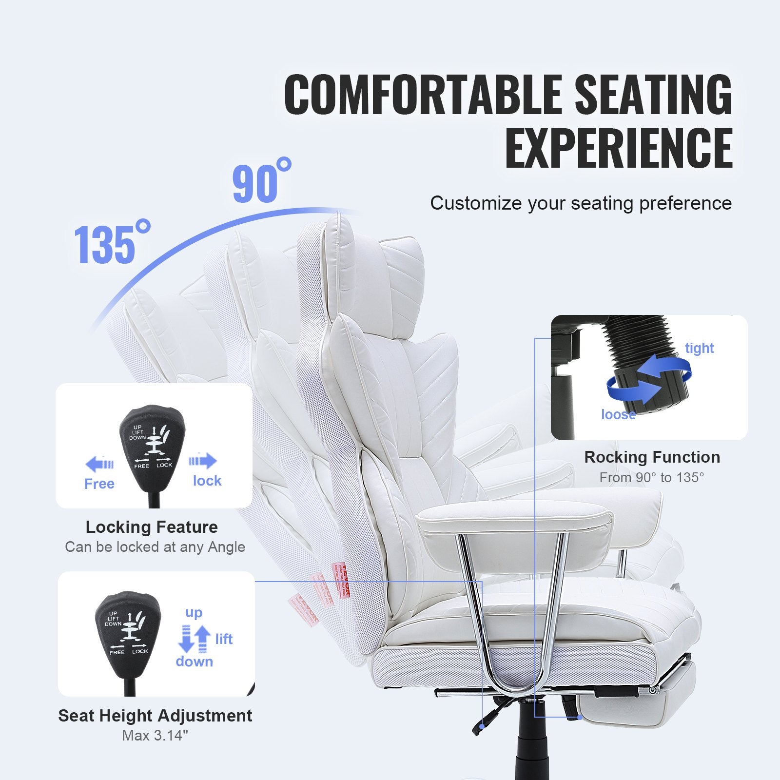 Reclining Office Chair with Footrest, Heavy Duty PU Leather Wide Office Chair, Big and Tall Executive Office V952-LBYZXKPGDJT0U1Z5NV0