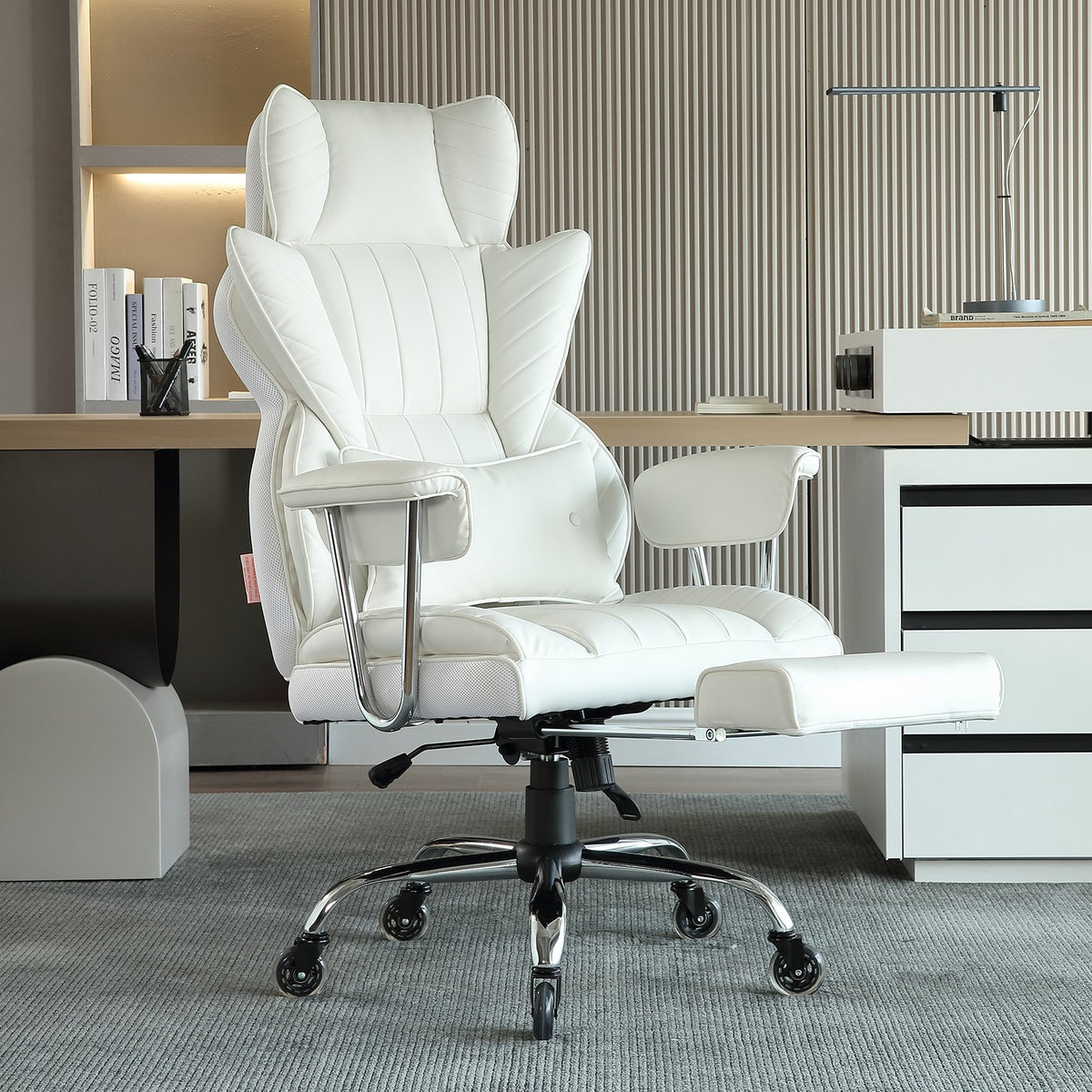 Reclining Office Chair with Footrest, Heavy Duty PU Leather Wide Office Chair, Big and Tall Executive Office V952-LBYZXKPGDJT0U1Z5NV0