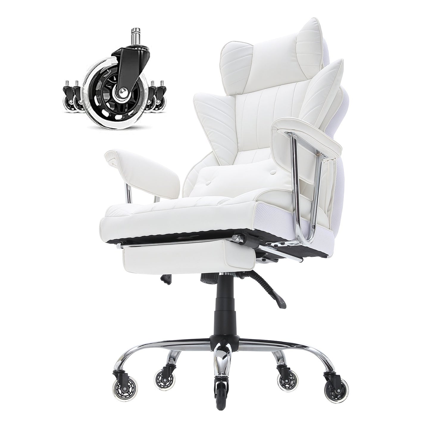 Reclining Office Chair with Footrest, Heavy Duty PU Leather Wide Office Chair, Big and Tall Executive Office V952-LBYZXKPGDJT0U1Z5NV0