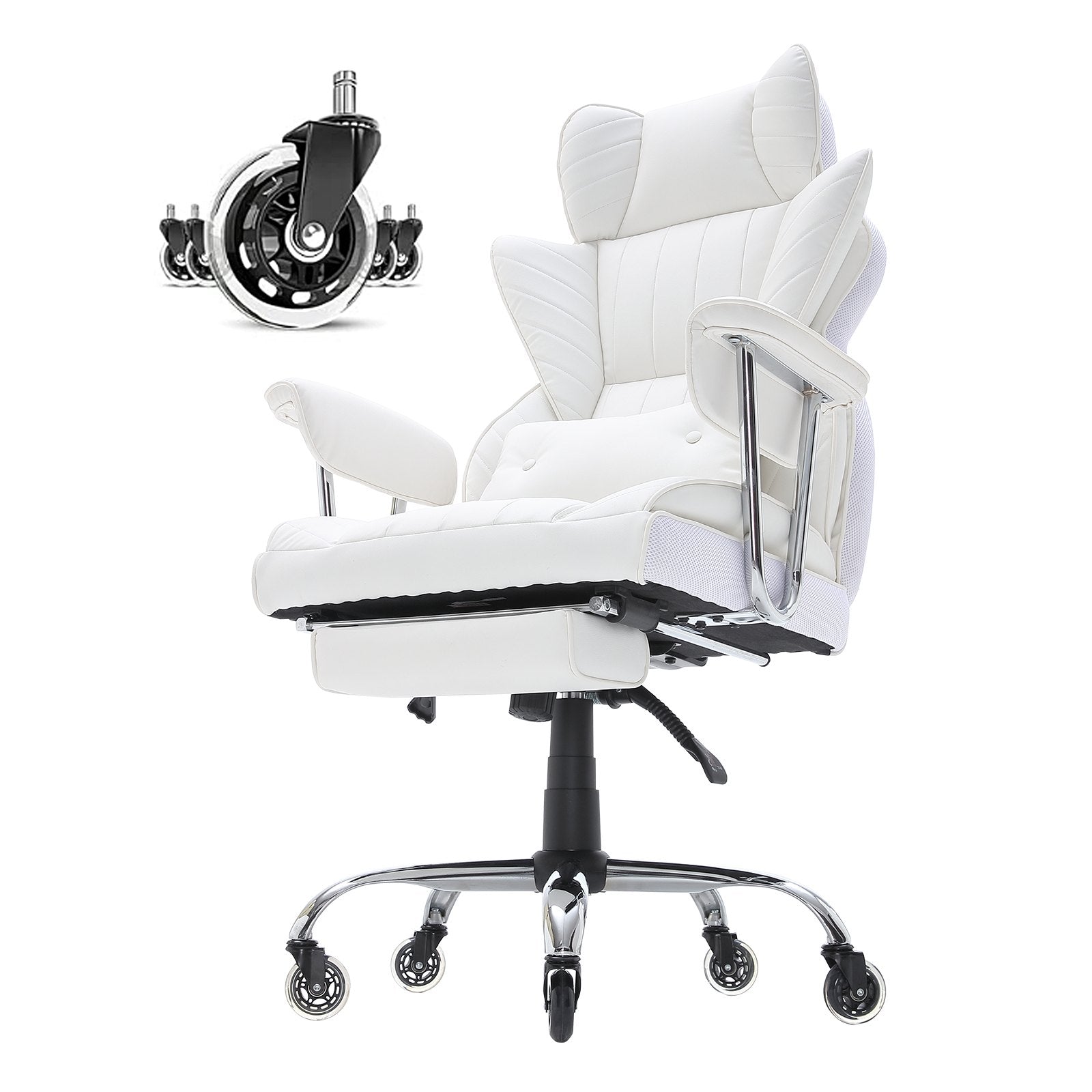 Reclining Office Chair with Footrest, Heavy Duty PU Leather Wide Office Chair, Big and Tall Executive Office V952-LBYZXKPGDJT0U1Z5NV0