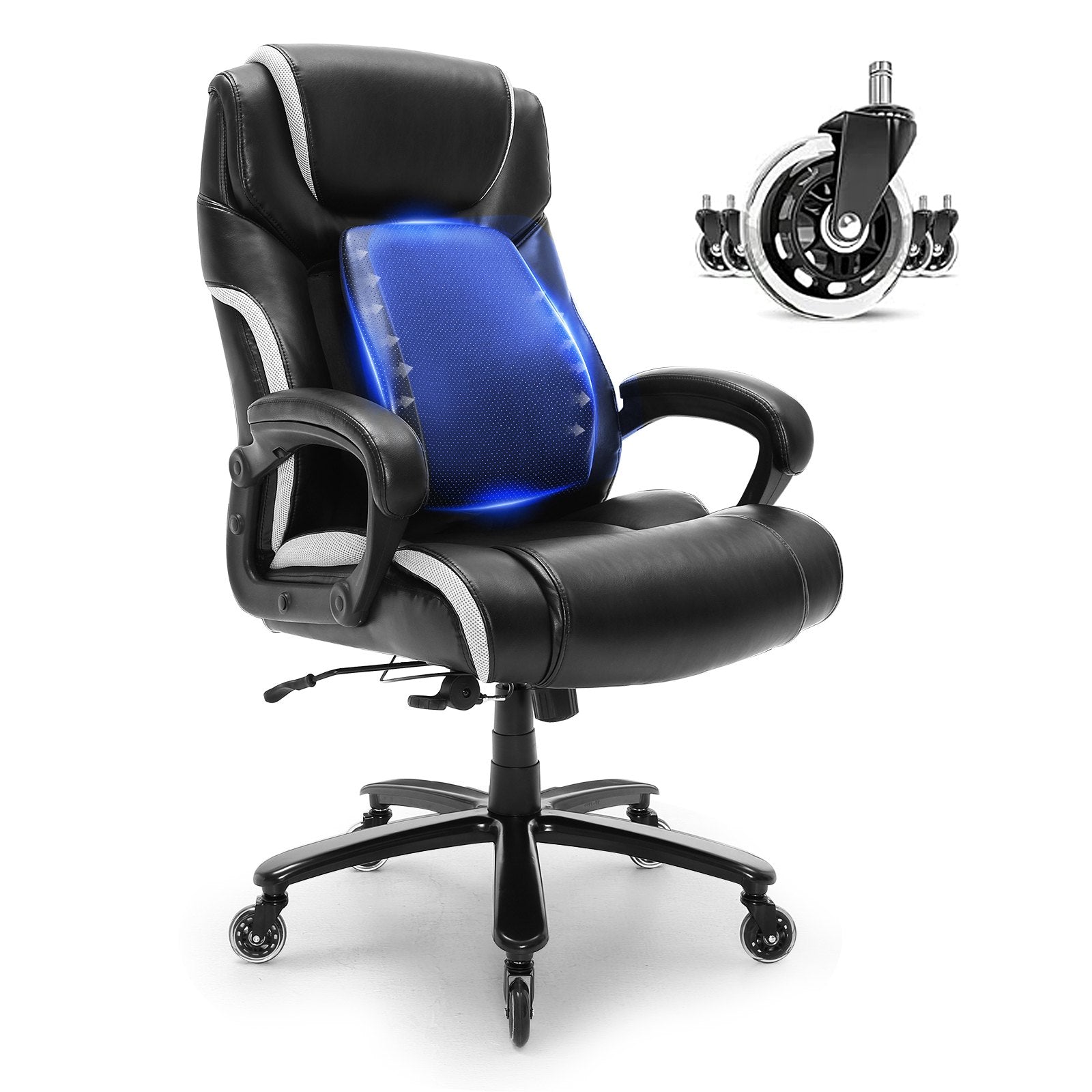 Heavy Duty Executive Office Chair with Cutting-edge Adjustable Lumbar Support for Long Hours, Big and Tall V952-LBYZXKPGKDJZBI124V0