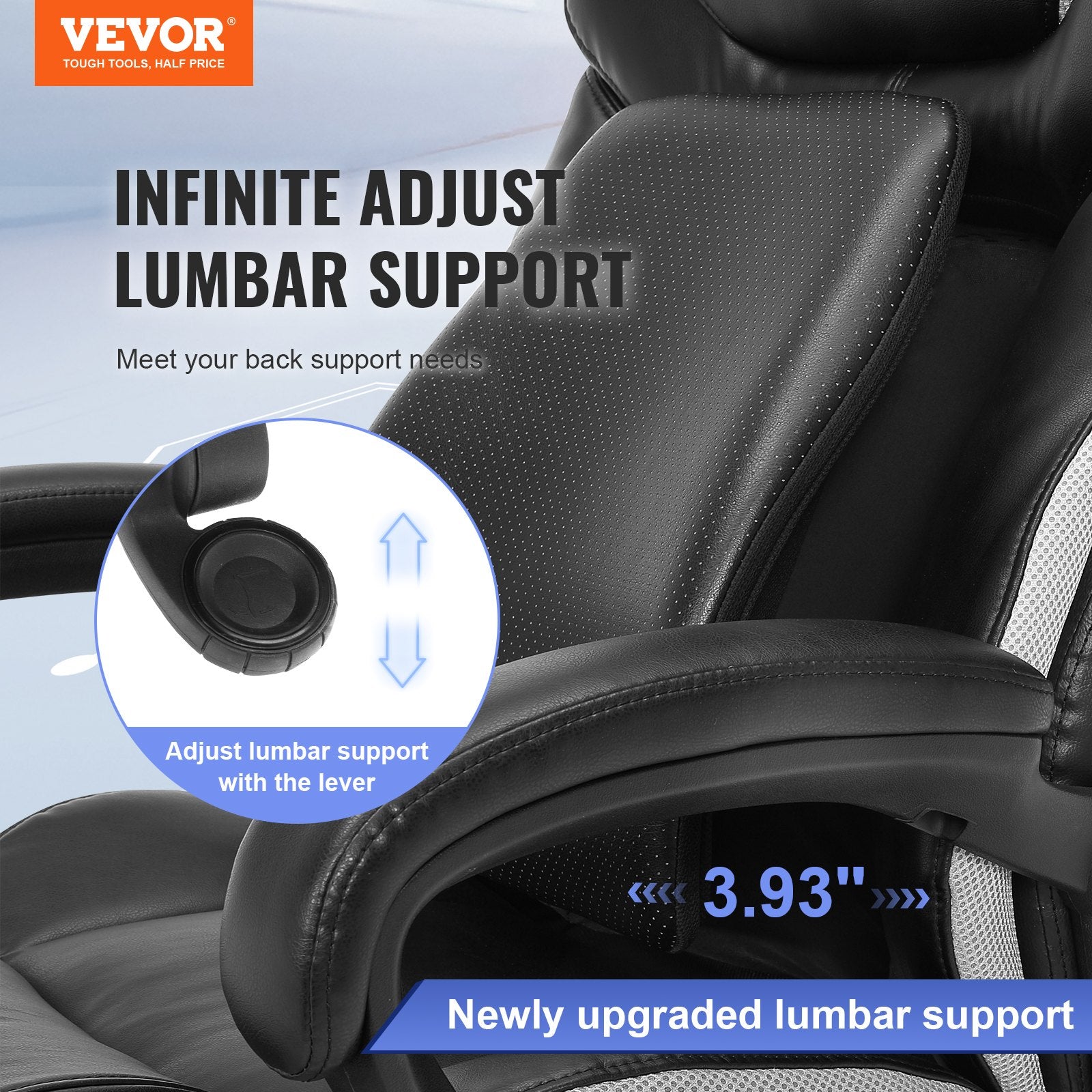 Heavy Duty Executive Office Chair with Cutting-edge Adjustable Lumbar Support for Long Hours, Big and Tall V952-LBYZXKPGKDJZBI124V0