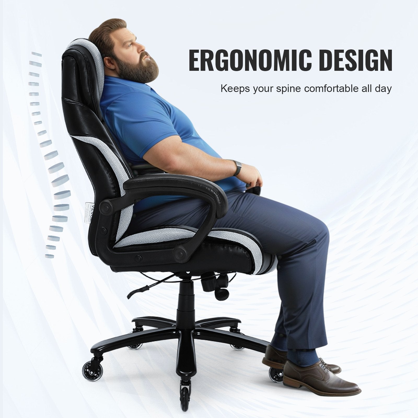 Heavy Duty Executive Office Chair with Cutting-edge Adjustable Lumbar Support for Long Hours, Big and Tall V952-LBYZXKPGKDJZBI124V0
