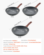 Frying Pan Skillet, Aluminum Egg Fry Pans, 3 Piece Set (250, 280, 325 mm), Nonsitck Heavy-Duty Skillets with V952-LCGSJTMFSTC9SVAUG001V0
