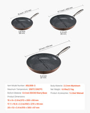 Frying Pan Skillet, Aluminum Egg Fry Pans, 3 Piece (200, 270, 300 mm), Nonsitck Ceramic Heavy-Duty Skillets V952-LCGSJTTCTC81TK7PX001V0