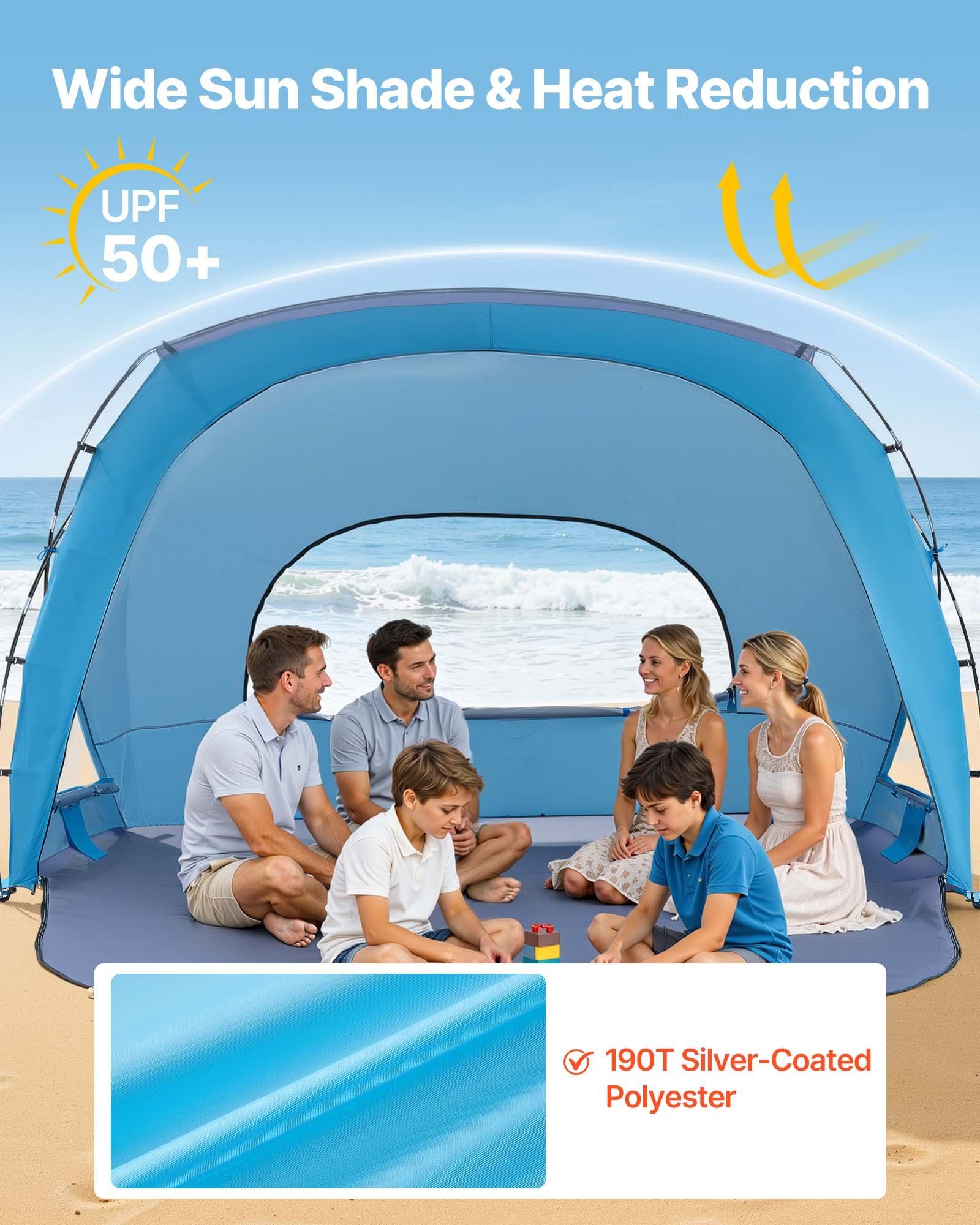 Beach Tent Sun Shelter for 6 Person, UPF 50+ Protection, Portable Sun Shade Canopy with Carrying Bag & Sand V952-LCJCHTZPLCJCLXOXD001V0