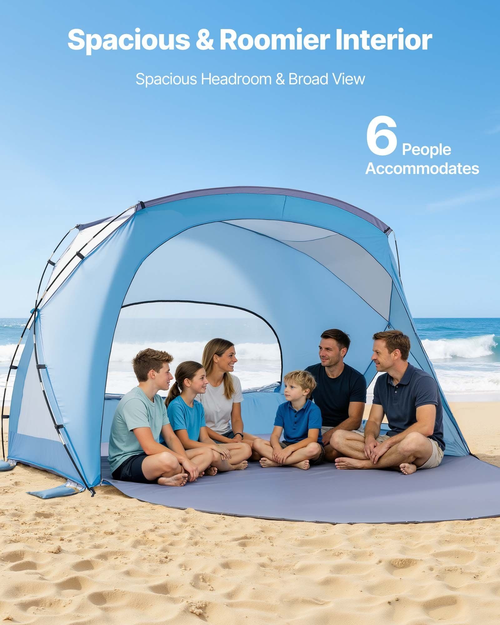 Beach Tent Sun Shelter for 6 Person, UPF 50+ Protection, Portable Sun Shade Canopy with Carrying Bag & Sand V952-LCJCHTZPLCJCLXOXD001V0