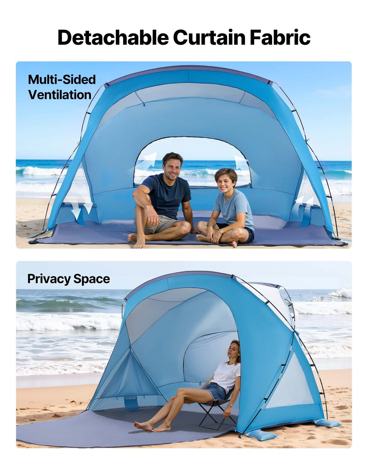 Beach Tent Sun Shelter for 6 Person, UPF 50+ Protection, Portable Sun Shade Canopy with Carrying Bag & Sand V952-LCJCHTZPLCJCLXOXD001V0