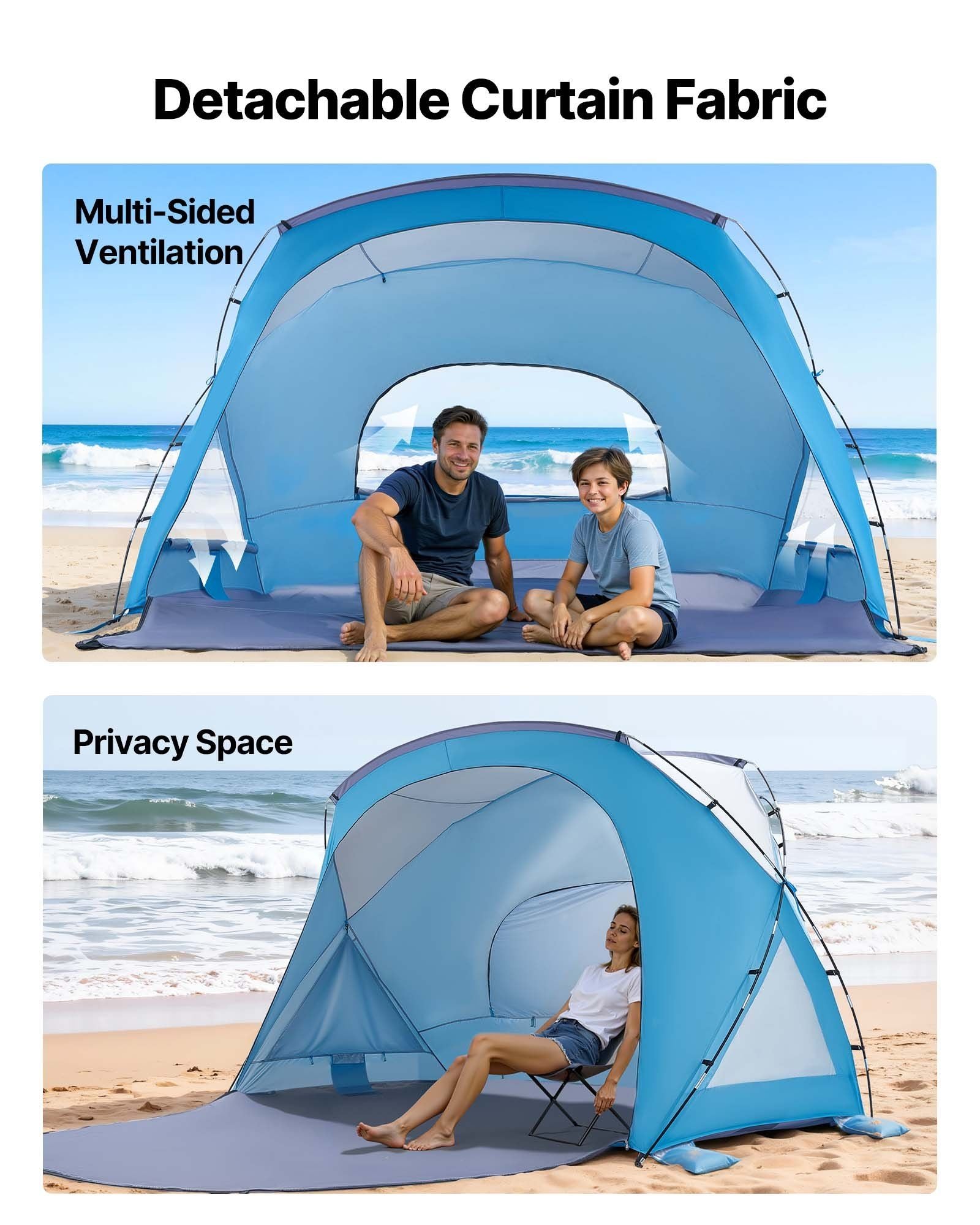 Beach Tent Sun Shelter for 6 Person, UPF 50+ Protection, Portable Sun Shade Canopy with Carrying Bag & Sand V952-LCJCHTZPLCJCLXOXD001V0
