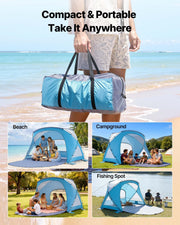 Beach Tent Sun Shelter for 6 Person, UPF 50+ Protection, Portable Sun Shade Canopy with Carrying Bag & Sand V952-LCJCHTZPLCJCLXOXD001V0