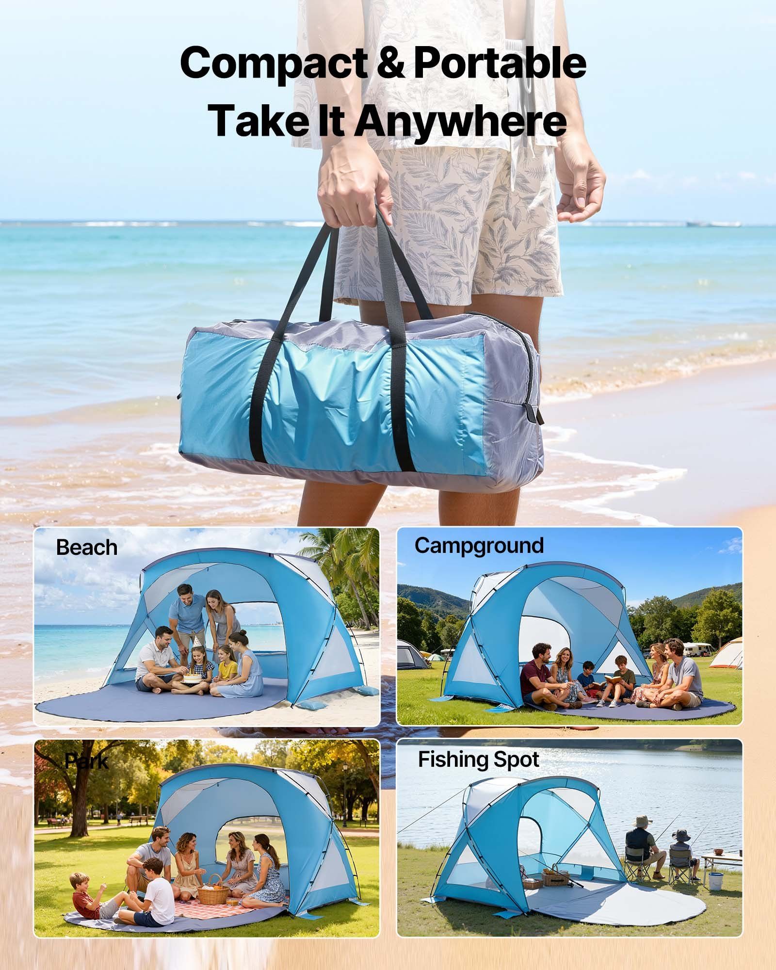 Beach Tent Sun Shelter for 6 Person, UPF 50+ Protection, Portable Sun Shade Canopy with Carrying Bag & Sand V952-LCJCHTZPLCJCLXOXD001V0