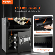 1.7 Cub Depository Safe, Deposit Safe with Drop Slot, Electronic Code Lock and 2 Emergency Keys, 17.71'' x V952-LCSBXX17L000GVVNCV0