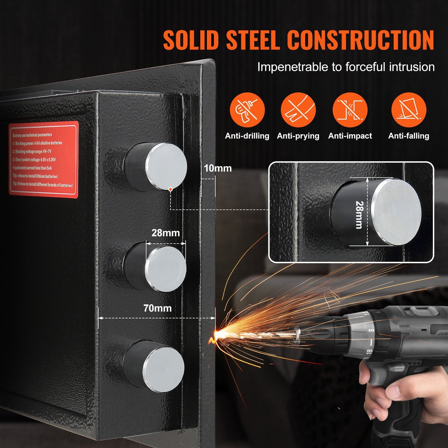 1.7 Cub Depository Safe, Deposit Safe with Drop Slot, Electronic Code Lock and 2 Emergency Keys, 17.71'' x V952-LCSBXX17L000GVVNCV0