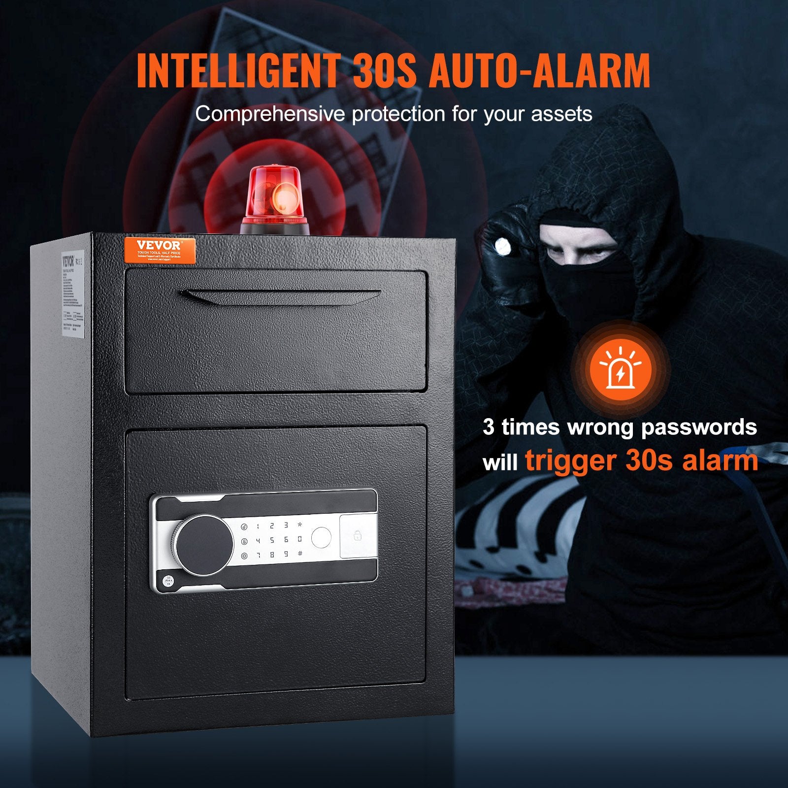 1.7 Cub Depository Safe, Deposit Safe with Drop Slot, Electronic Code Lock and 2 Emergency Keys, 17.71'' x V952-LCSBXX17L000GVVNCV0