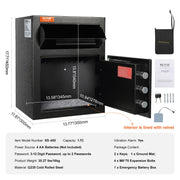 1.7 Cub Depository Safe, Deposit Safe with Drop Slot, Electronic Code Lock and 2 Emergency Keys, 17.71'' x V952-LCSBXX17L000GVVNCV0