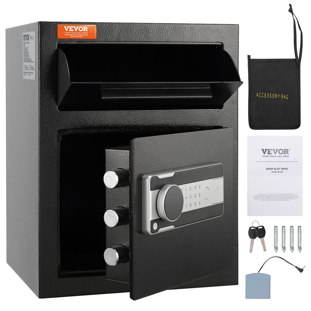 1.7 Cub Depository Safe, Deposit Safe with Drop Slot, Electronic Code Lock and 2 Emergency Keys, 17.71'' x V952-LCSBXX17L000GVVNCV0
