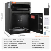 2.5 Cub Depository Safe, Deposit Safe with Drop Slot, Electronic Code Lock and 2 Emergency Keys, 20.27'' x V952-LCSBXX25L000IZ30IV0