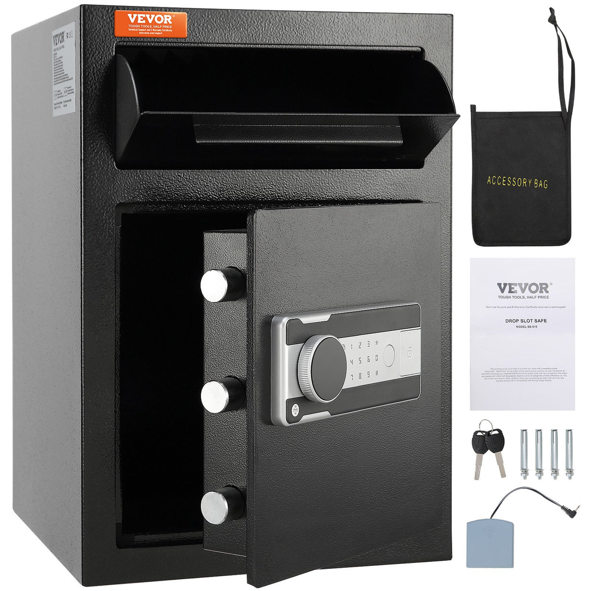 2.5 Cub Depository Safe, Deposit Safe with Drop Slot, Electronic Code Lock and 2 Emergency Keys, 20.27'' x V952-LCSBXX25L000IZ30IV0