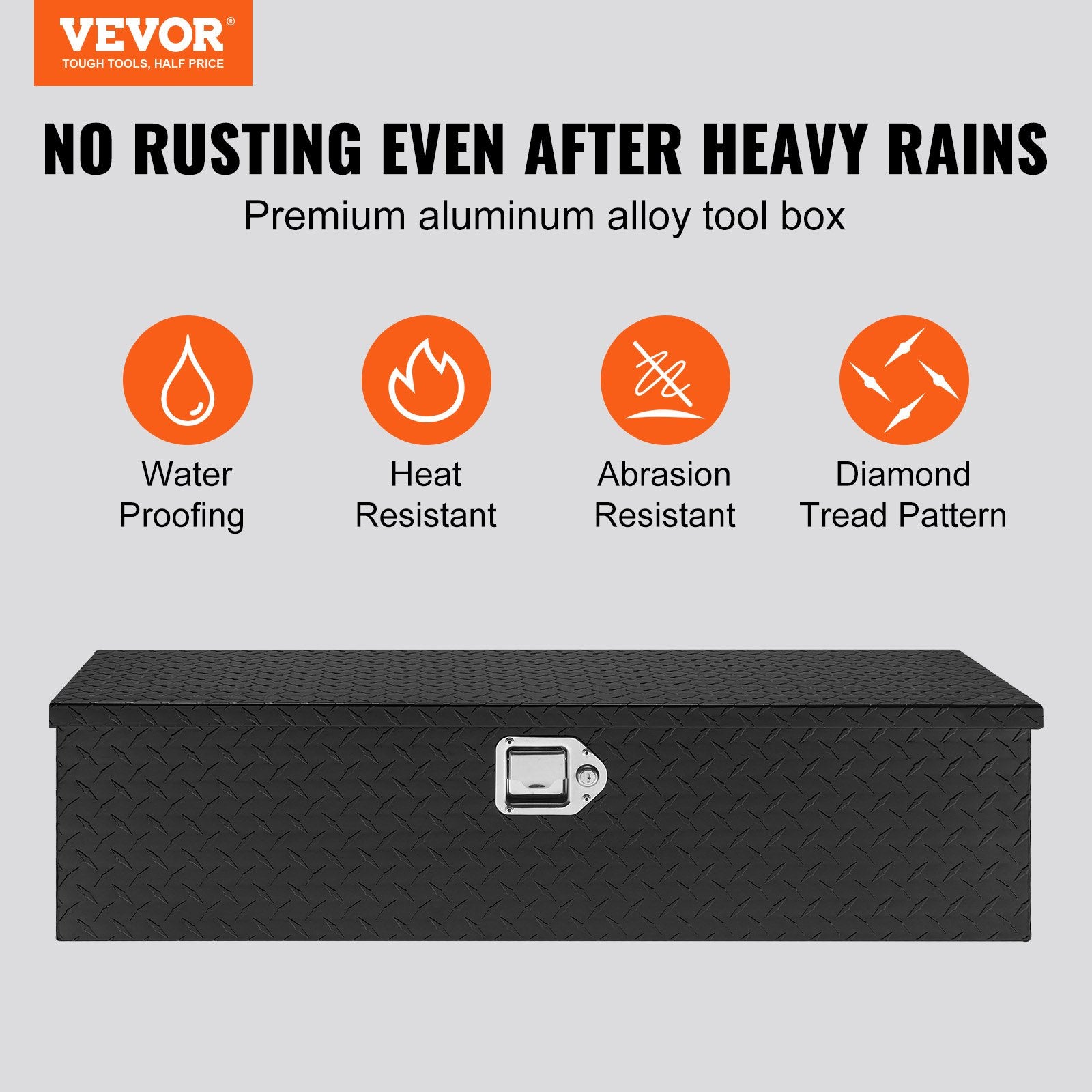 Heavy Duty Aluminum Truck Bed Tool Box, Diamond Plate Tool Box with Side Handle and Lock Keys, Storage Tool V952-LCZXG39X13X10BIVQV0