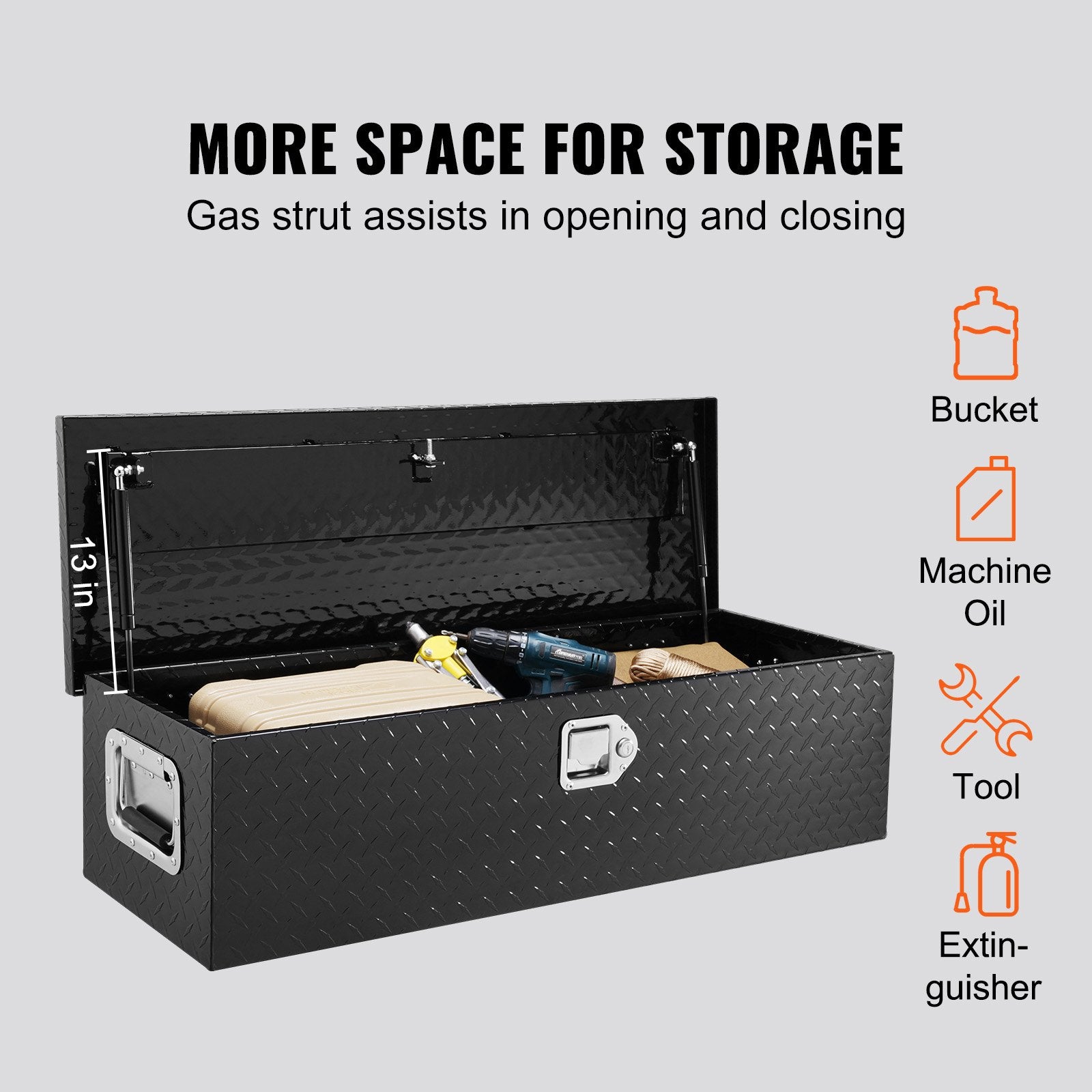 Heavy Duty Aluminum Truck Bed Tool Box, Diamond Plate Tool Box with Side Handle and Lock Keys, Storage Tool V952-LCZXG39X13X10BIVQV0