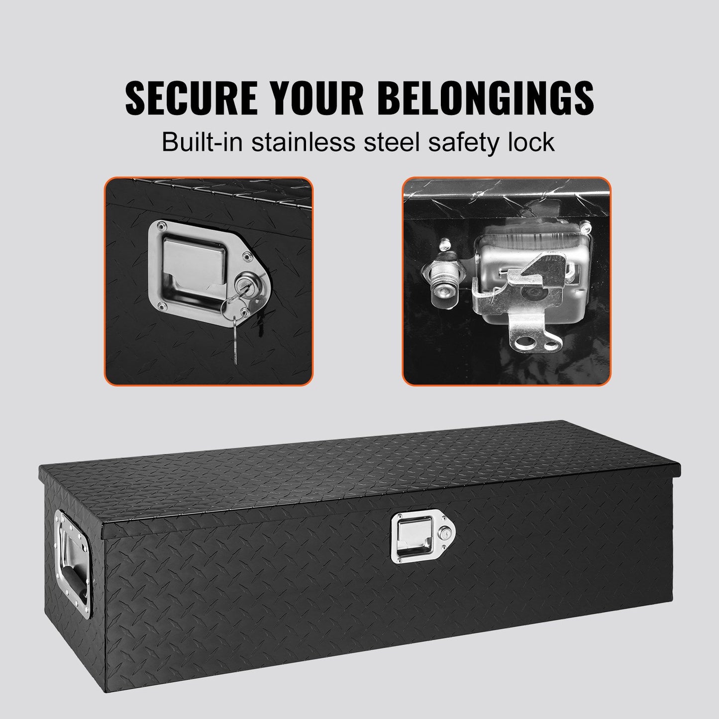 Heavy Duty Aluminum Truck Bed Tool Box, Diamond Plate Tool Box with Side Handle and Lock Keys, Storage Tool V952-LCZXG39X13X10BIVQV0