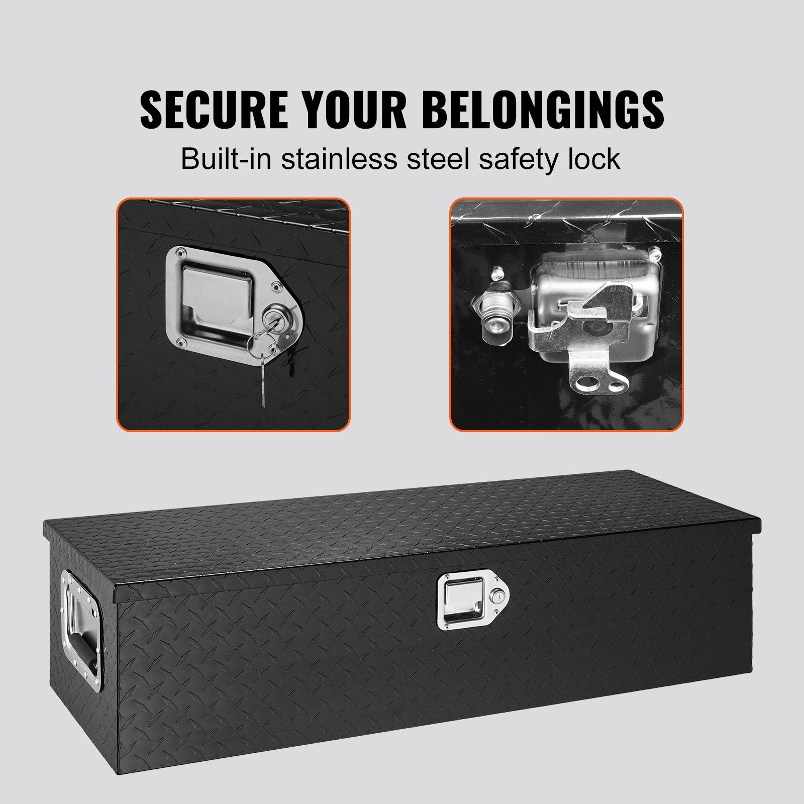 Heavy Duty Aluminum Truck Bed Tool Box, Diamond Plate Tool Box with Side Handle and Lock Keys, Storage Tool V952-LCZXG39X13X10BIVQV0